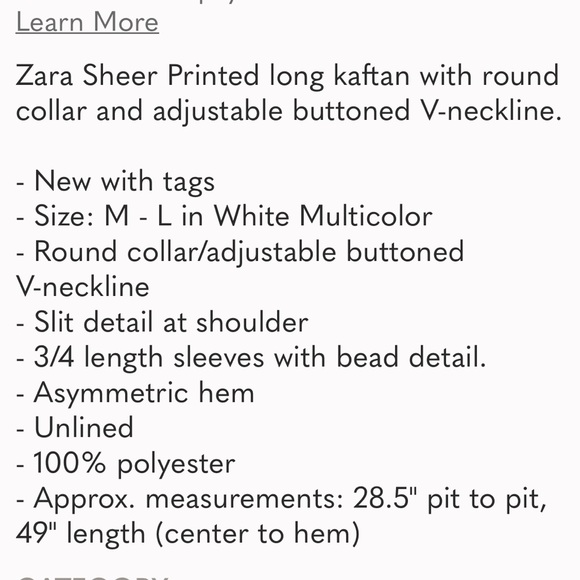 New Zara Printed Kaftan Dress Cover Up - Picture 13 of 15